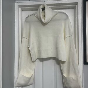 NASTY GAL Cream Turtleneck Cropped Sweater - Women's Cozy Knit